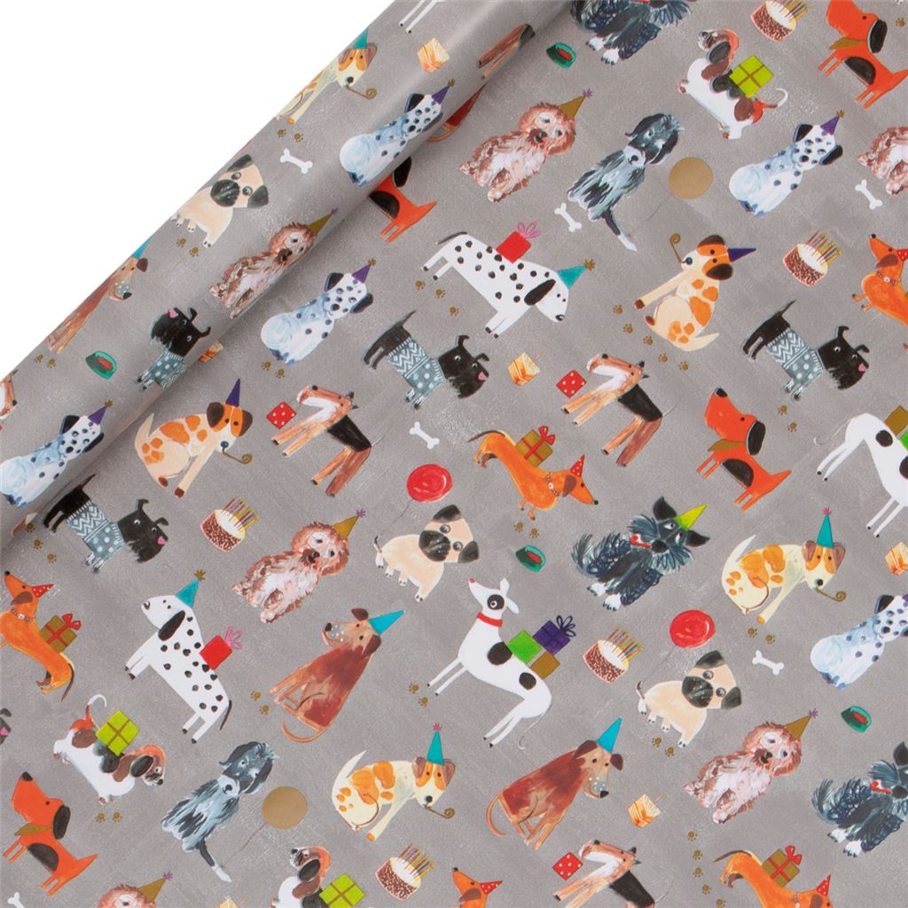 Party Dogs Wrapping Paper Roll 4m