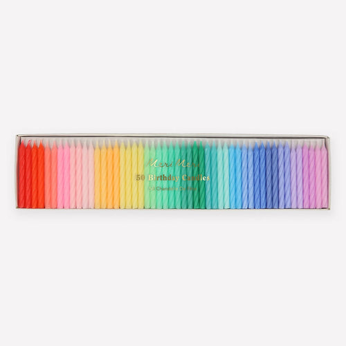 Rainbow Twisted Mini Candles (x50) - Meri Meri