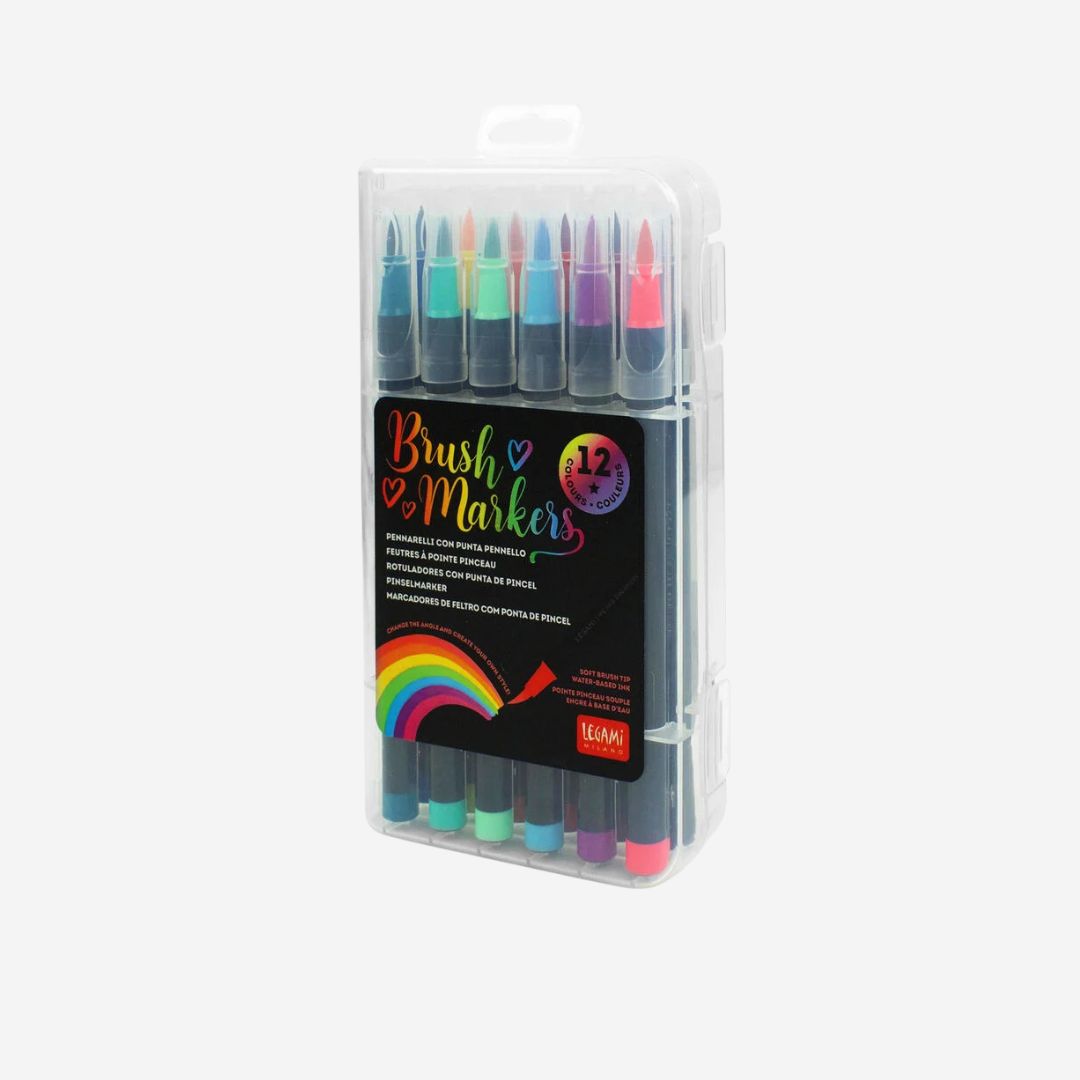 Set of 12 Brush Markers in Bright Colours - Brush Markers - Legami