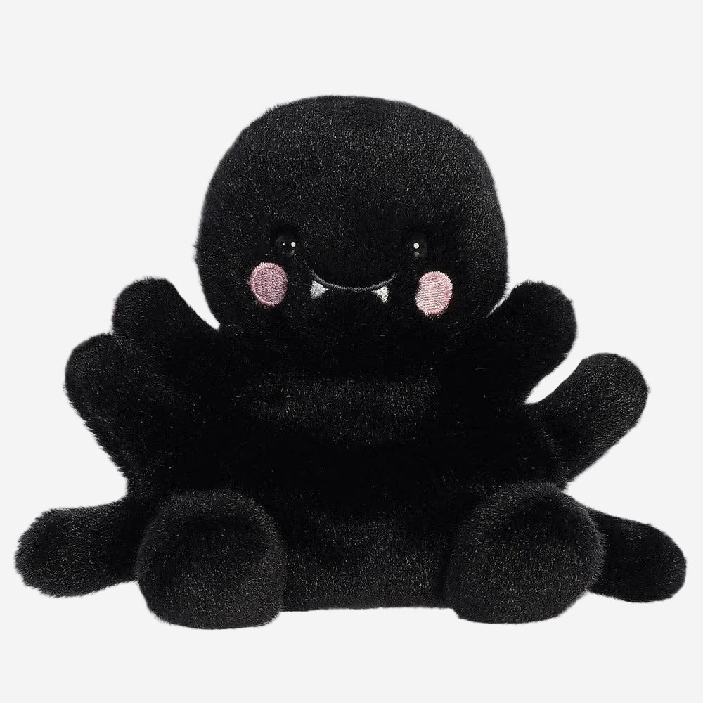 Spider Black plush toy with a cute expression on a white background