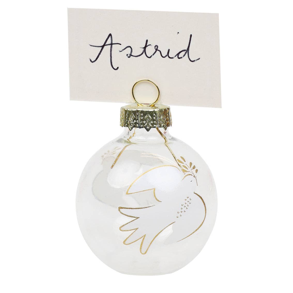 Mistletoe Glass Bauble Place Card Holders
