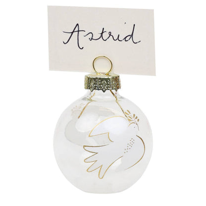 Mistletoe Glass Bauble Place Card Holders