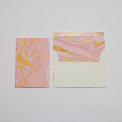 Hand Marbled Greeting Card - Free Spirit Marshmallow