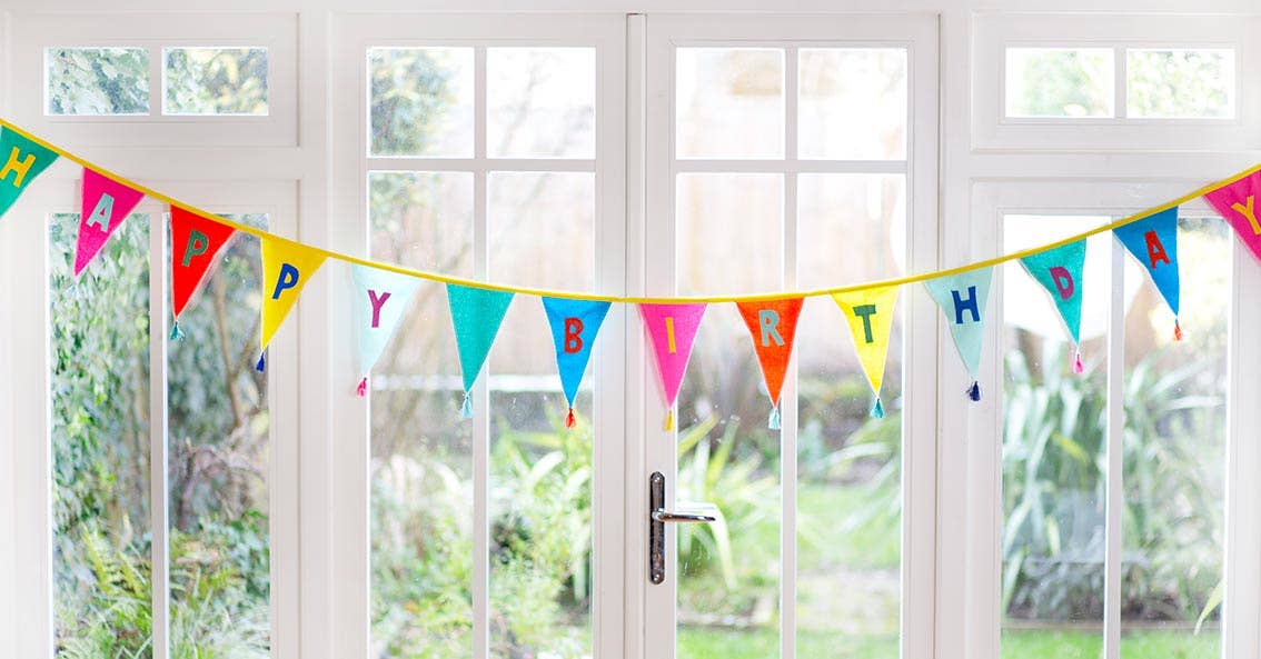 Rainbow Happy Birthday Fabric Bunting - 3m
