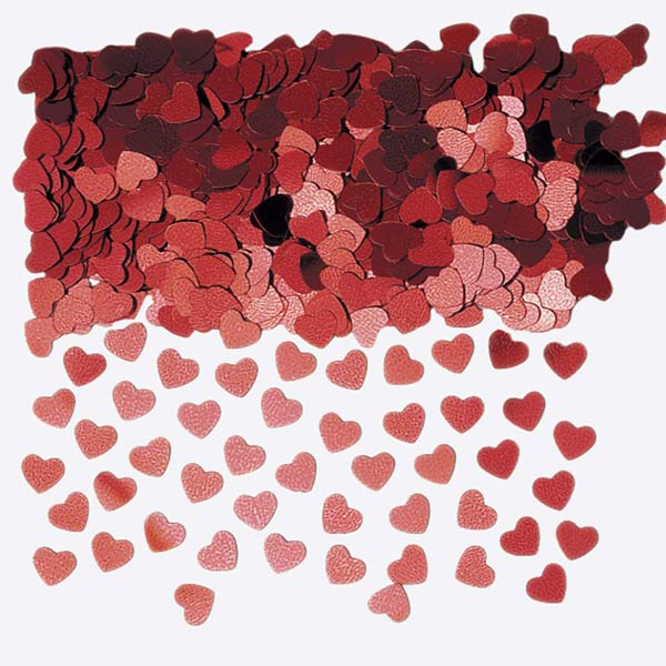 Red Metallic Heart Confetti - 14g