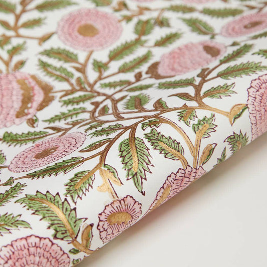Marigold Glitz Blush Block Printed Wrapping Paper Sheets