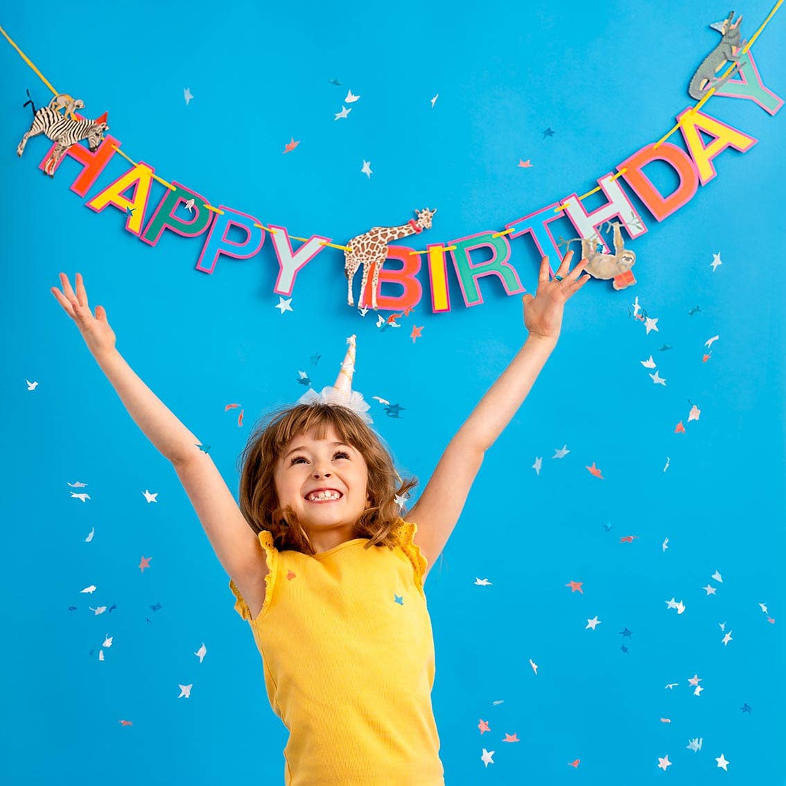 Party Safari Monkey & Zebra Happy Birthday Paper Garland