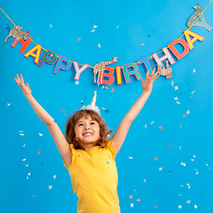 Party Safari Monkey & Zebra Happy Birthday Paper Garland