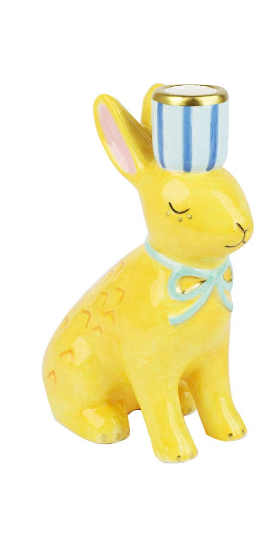 Hand-Painted Bunnies Ceramic Candle Holders