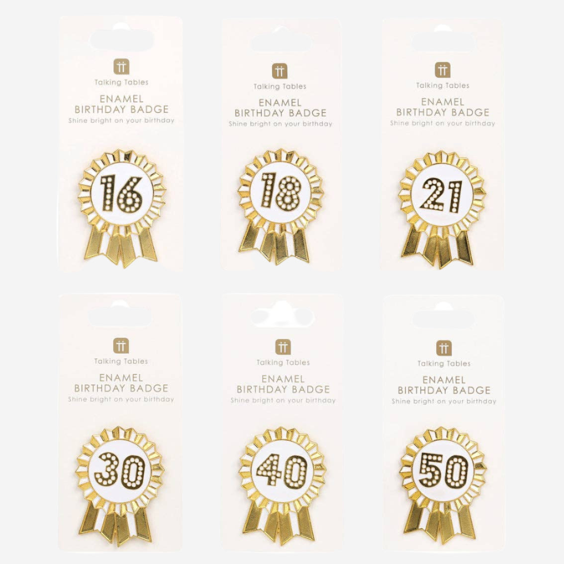 Milestone Gold Enamel Birthday Pin Badge - Ages 16 to 50