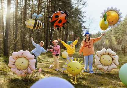 Beige Flower Inflated Walking Balloon
