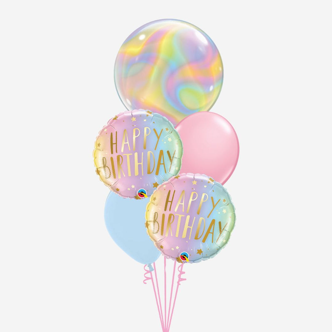 Swirl Happy Birthday Bubble Inflated Balloon Bouquet