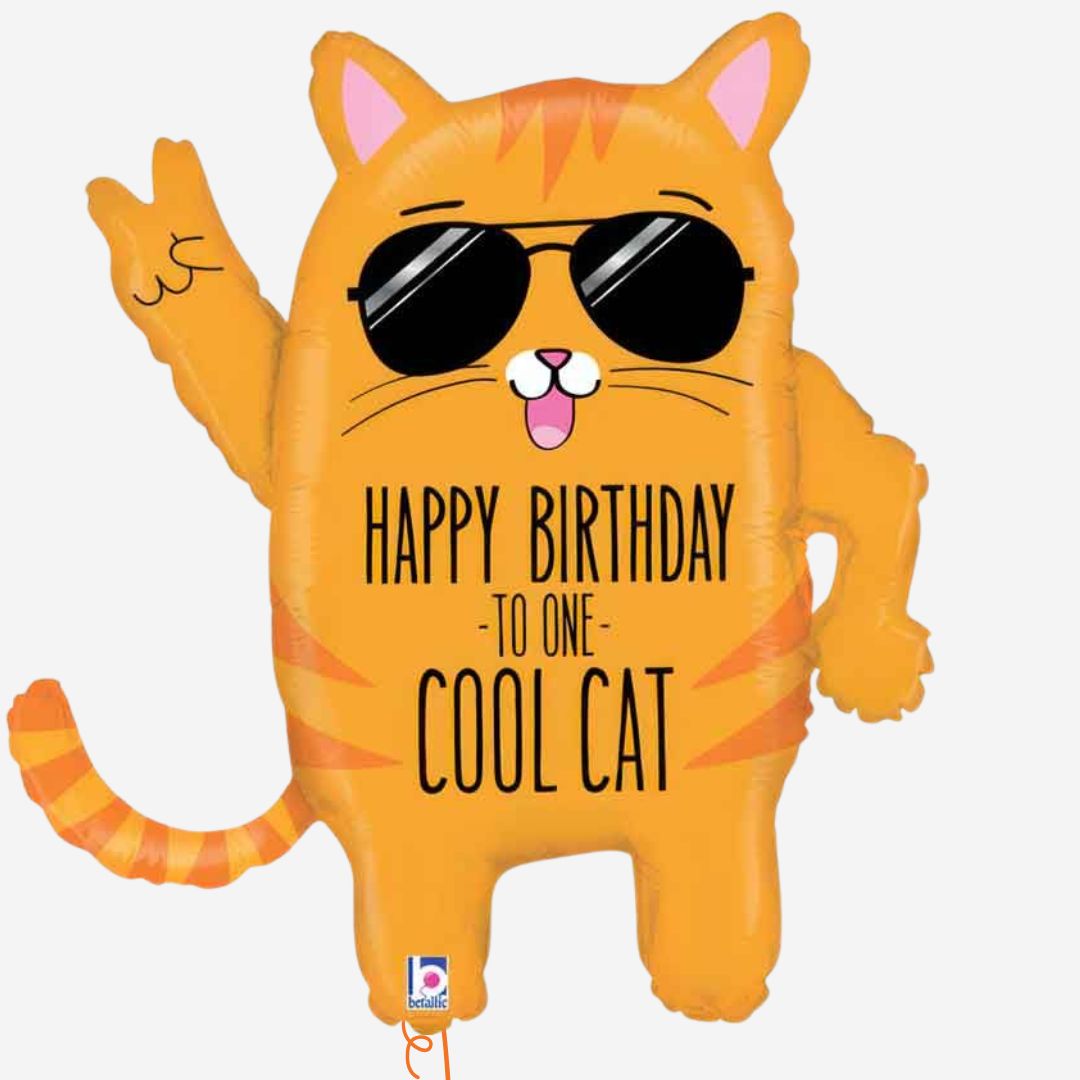 Cool Cat Birthday Inflated Foil Balloon