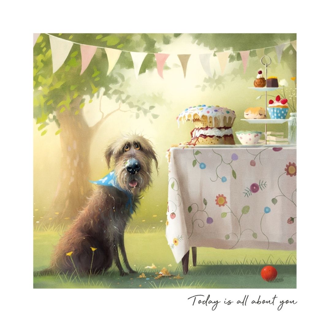 Birthday Cake Dog Greetings Card
