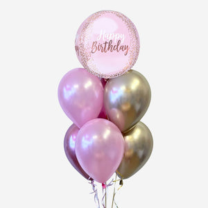 Happy Birthday Rose Orbz Balloon Bouquet