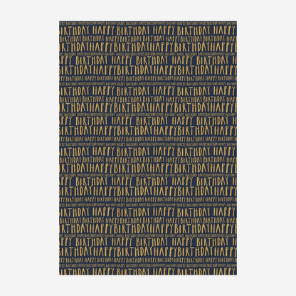 Happy Birthday Navy Wrapping Paper Roll