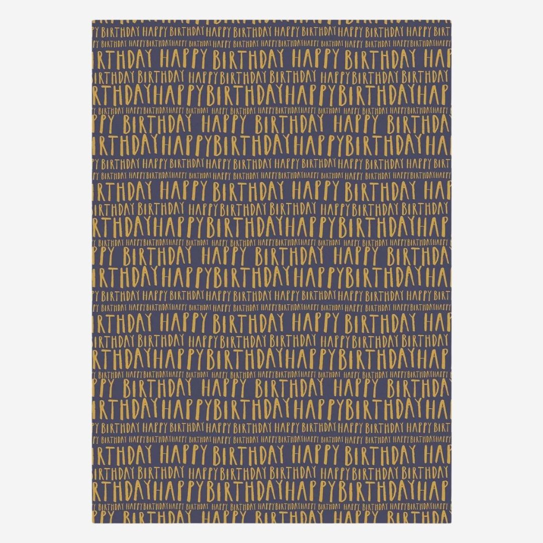 Happy Birthday Navy Wrapping Paper Roll