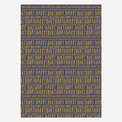 Happy Birthday Navy Wrapping Paper Roll