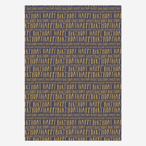 Happy Birthday Navy Wrapping Paper Roll