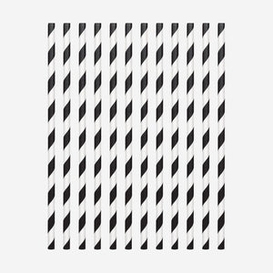 Jet Black Chevron Straws 19cm