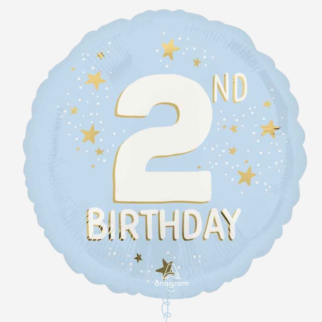 18" Light Blue 2nd Birthday Inflated Foil Balloon