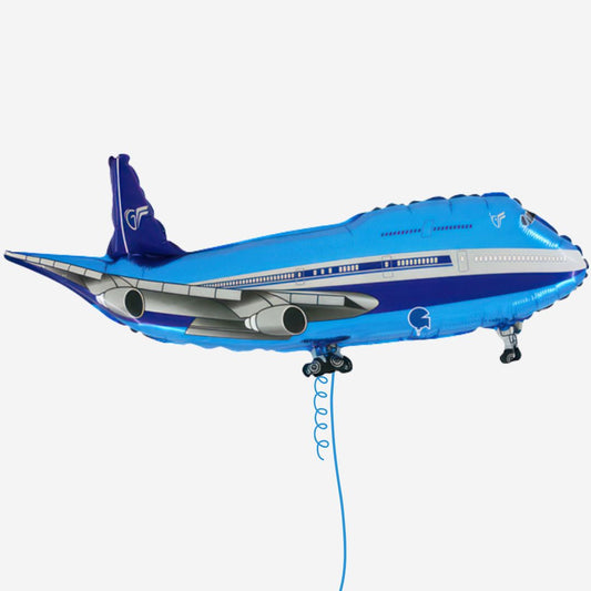 Blue Airplane Supershape Inflated Foil Balloon