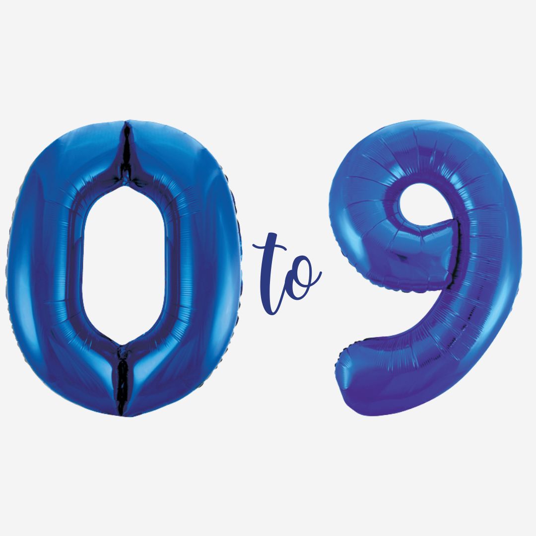 Large Blue Inflated Foil Number Balloons 34"