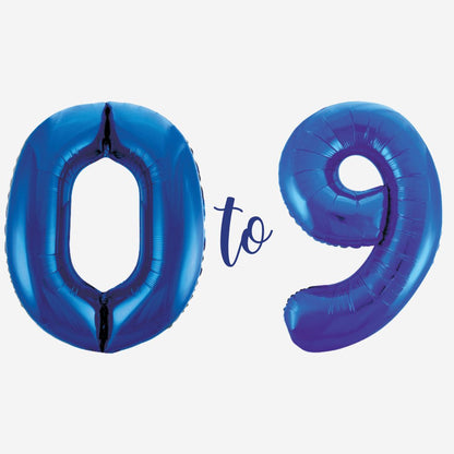 Large Blue Inflated Foil Number Balloons 34"