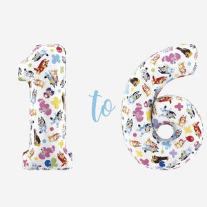 26" Bluey Inflated Foil Number Balloons 1 to 6