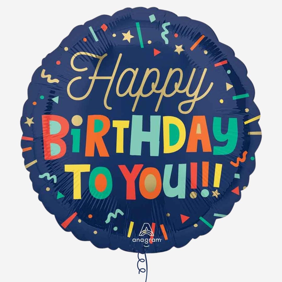 Bright Birthday Blocks Inflated Birthday Foil Balloon