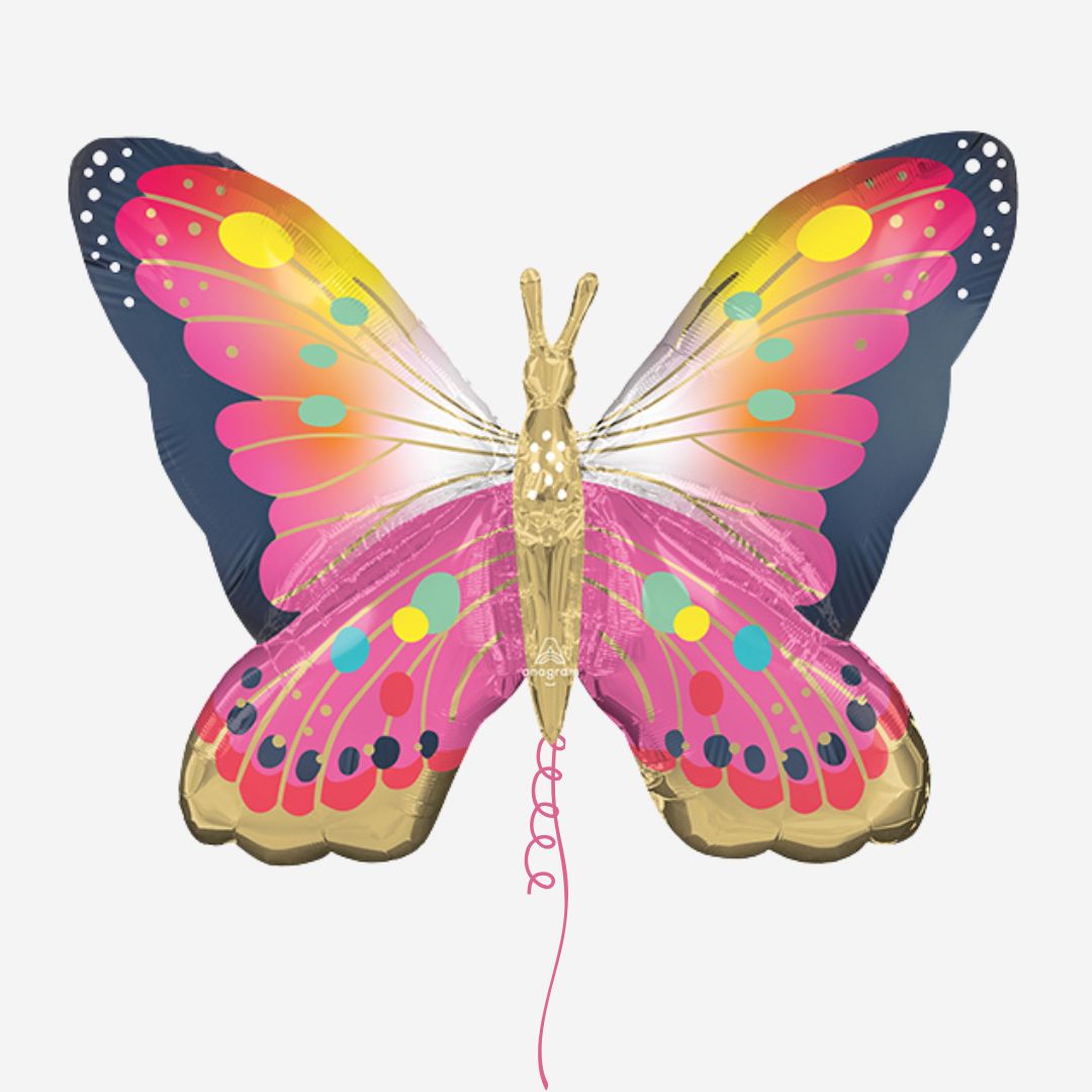 Vibrant Butterfly Supershape Inflated Foil Balloon