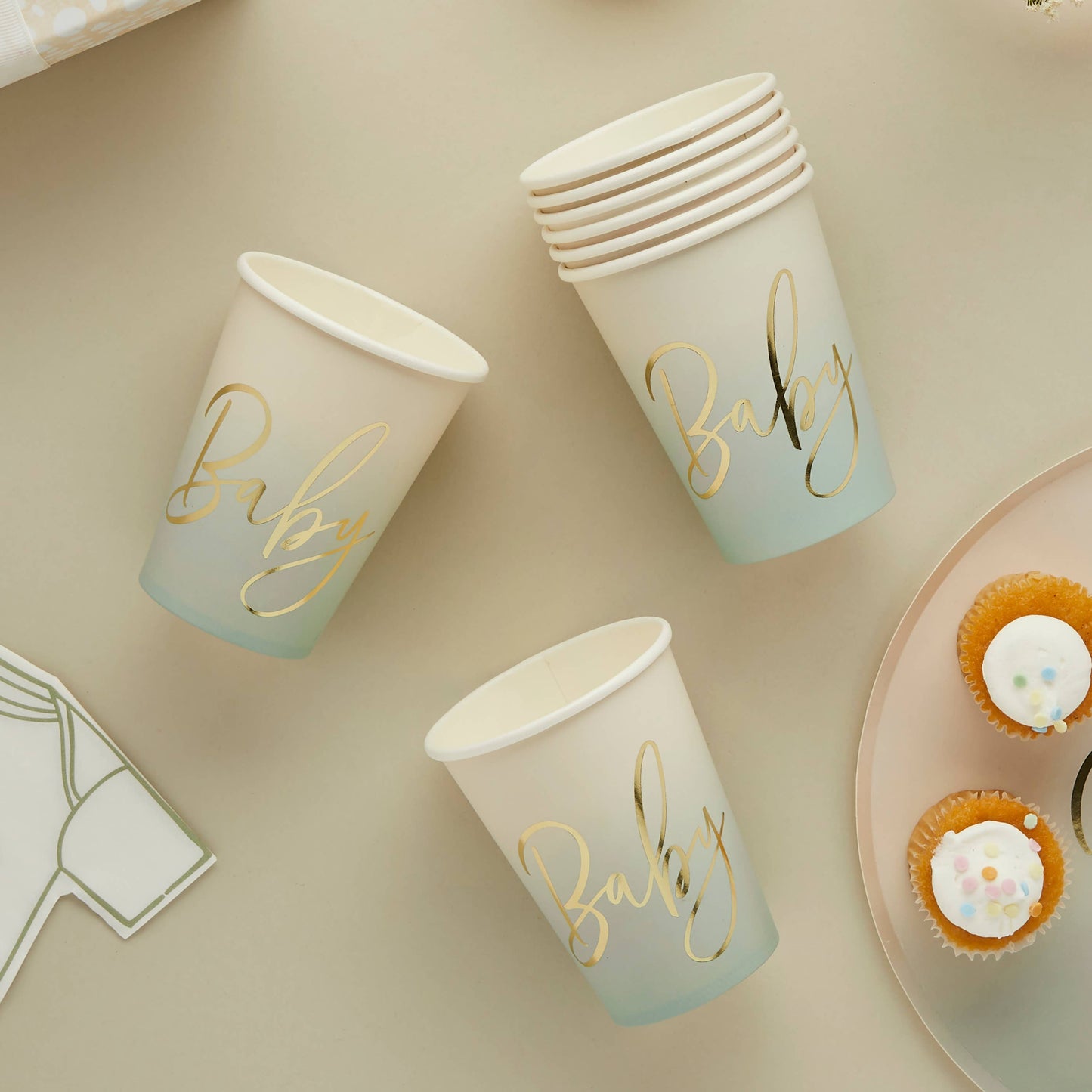 Sage Baby Paper Cups