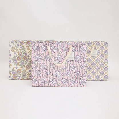 Hand Block Printed Gift Bags (Large) - Lavender