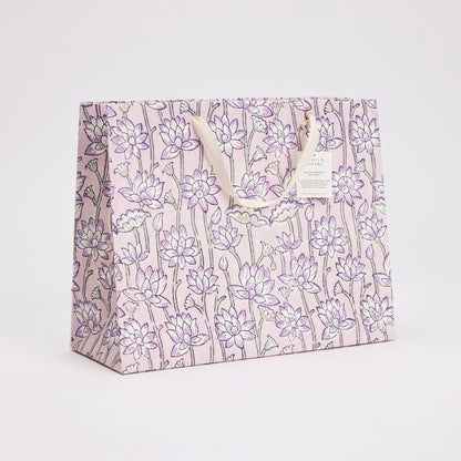 Hand Block Printed Gift Bags (Large) - Lavender