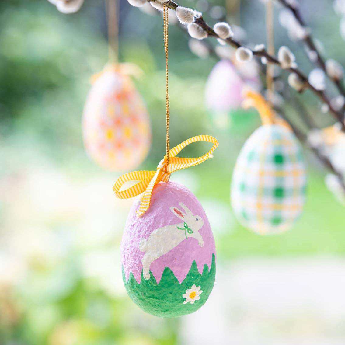 Recycled Cotton Hanging Eggs - Easter Decor