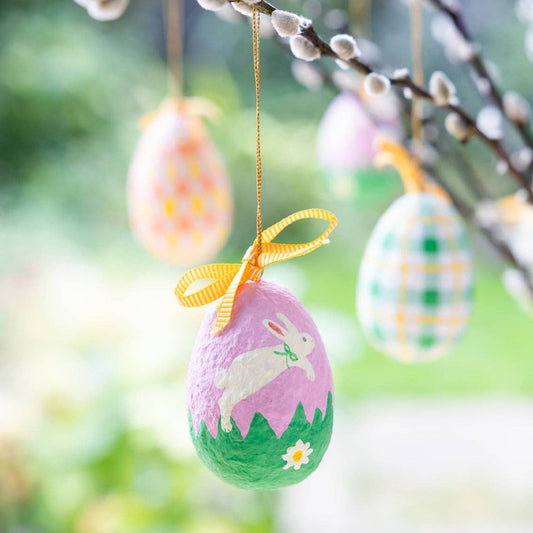 Recycled Cotton Hanging Eggs - Easter Decor