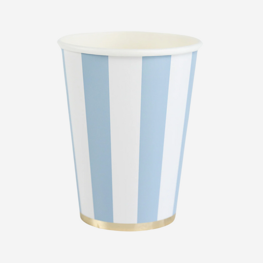 Sky Blue Cabana Stripe Cups