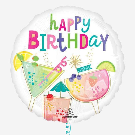 Cocktail Surprise Birthday 18" Inflated Foil Balloon