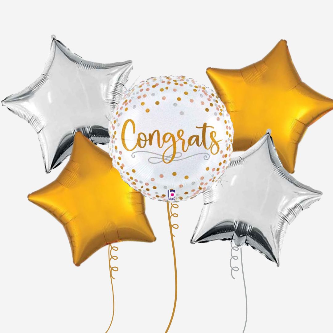 Congratulations Confetti Stars Inflated Balloon Bouquet