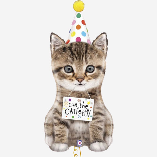 Cue the Catfetti Cat Inflated Foil Balloon