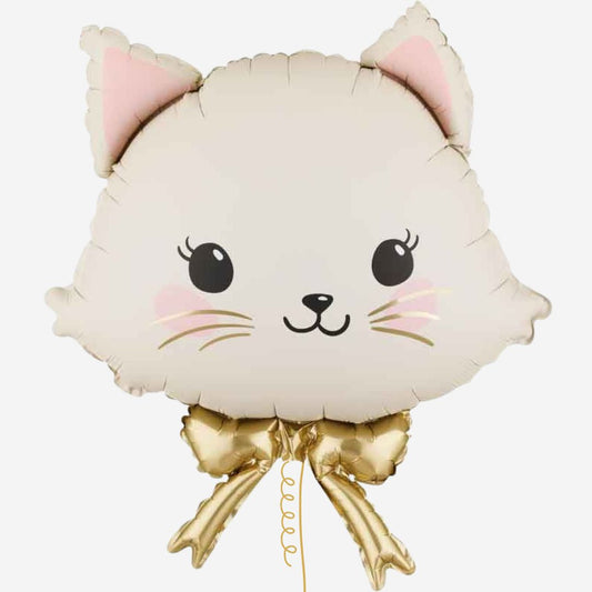 Cat with Bow Inflated Foil Balloon