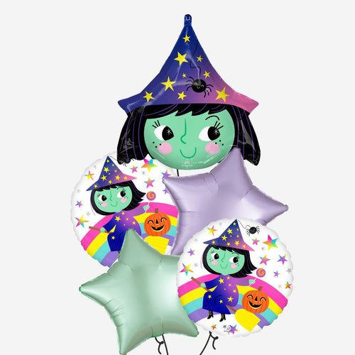 Cute Witch Large Halloween Balloon Bouquet