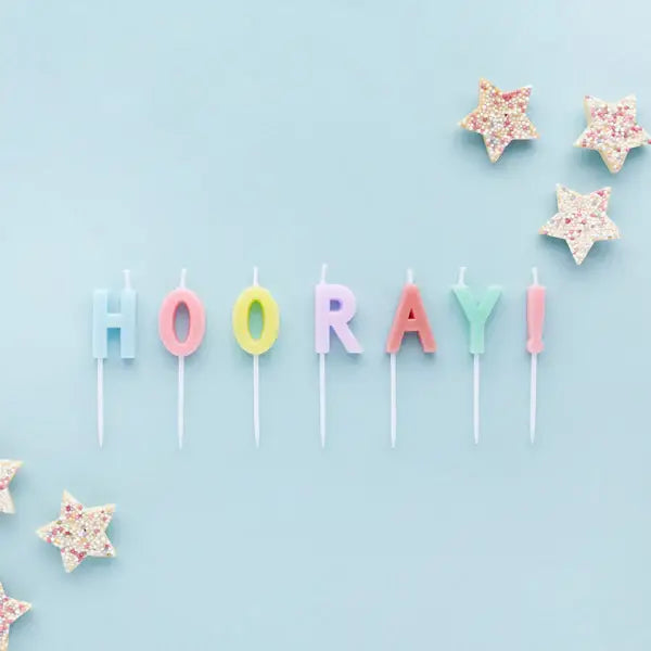 Pastel 'Hooray' Candles