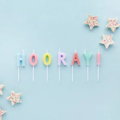 Pastel 'Hooray' Candles