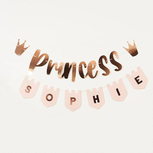 Princess Banner With Personalised Flags X2 2M & 15 Sticker