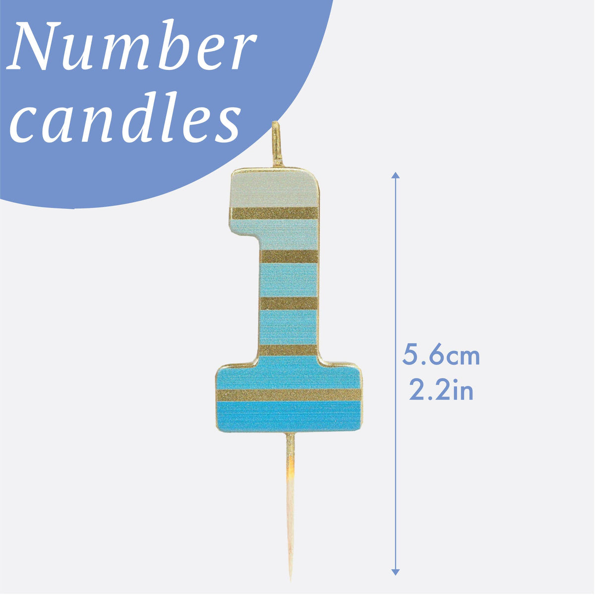 Blue & Gold  Number 1 Candle - 1st Birthday Candle