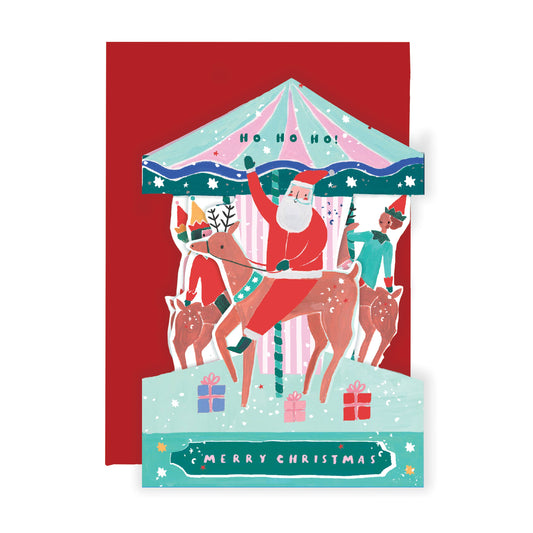 Nutmeg Open Christmas Carousel Card