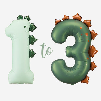 Dinosaur Inflated Foil Number Balloons 1 to 3