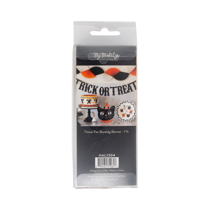 HAL1304 - Orange Black and Cream Double Bunting Tissue Banner