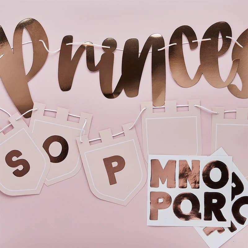 Princess Banner With Personalised Flags X2 2M & 15 Sticker